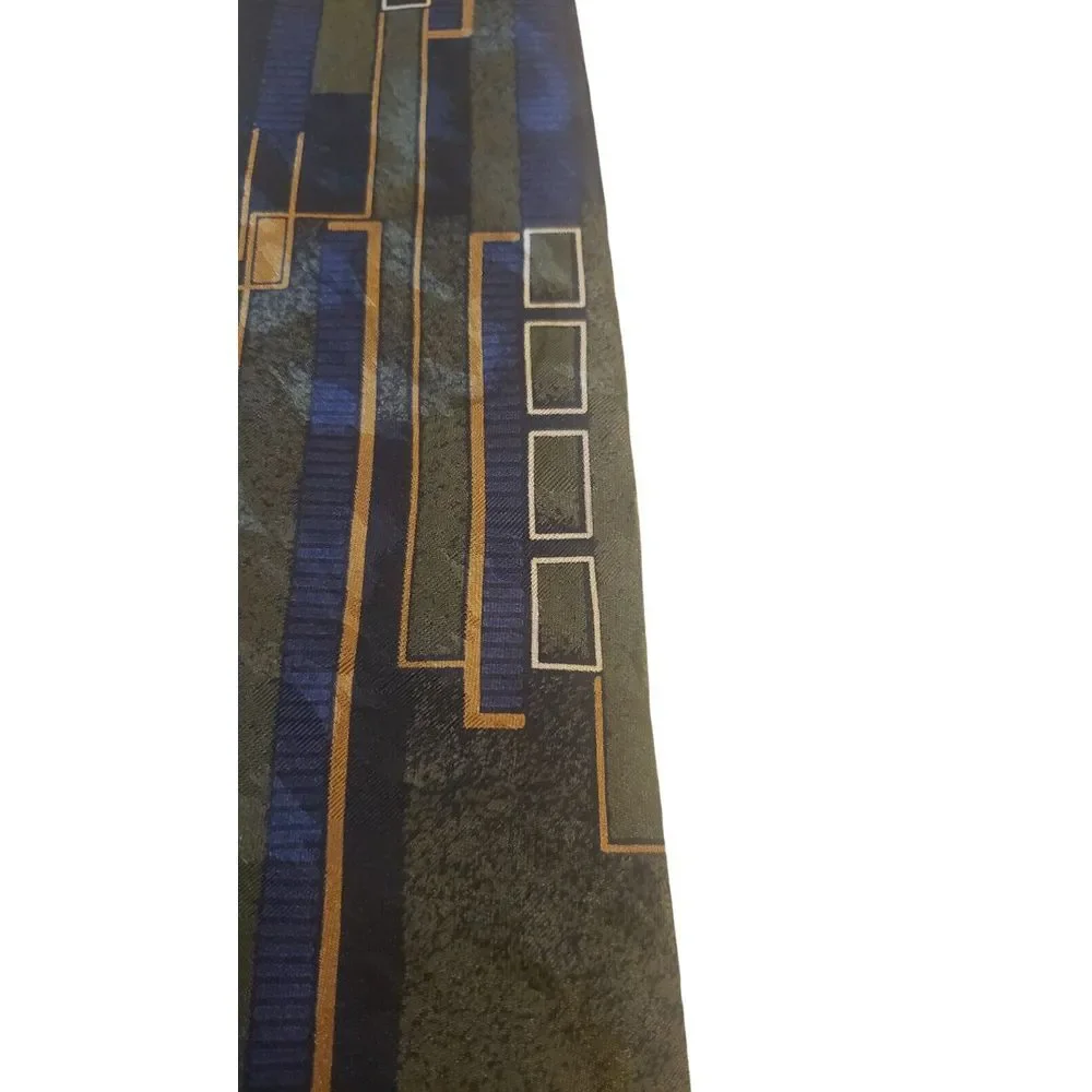 Vintage Croft & Barrow All Silk Necktie Mens Made in USA Blue Green‎